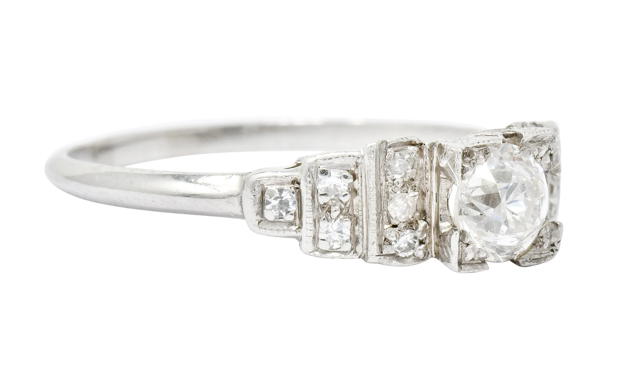 Art Deco 0.60 CTW Diamond Platinum Engagement Ring Circa 1930
