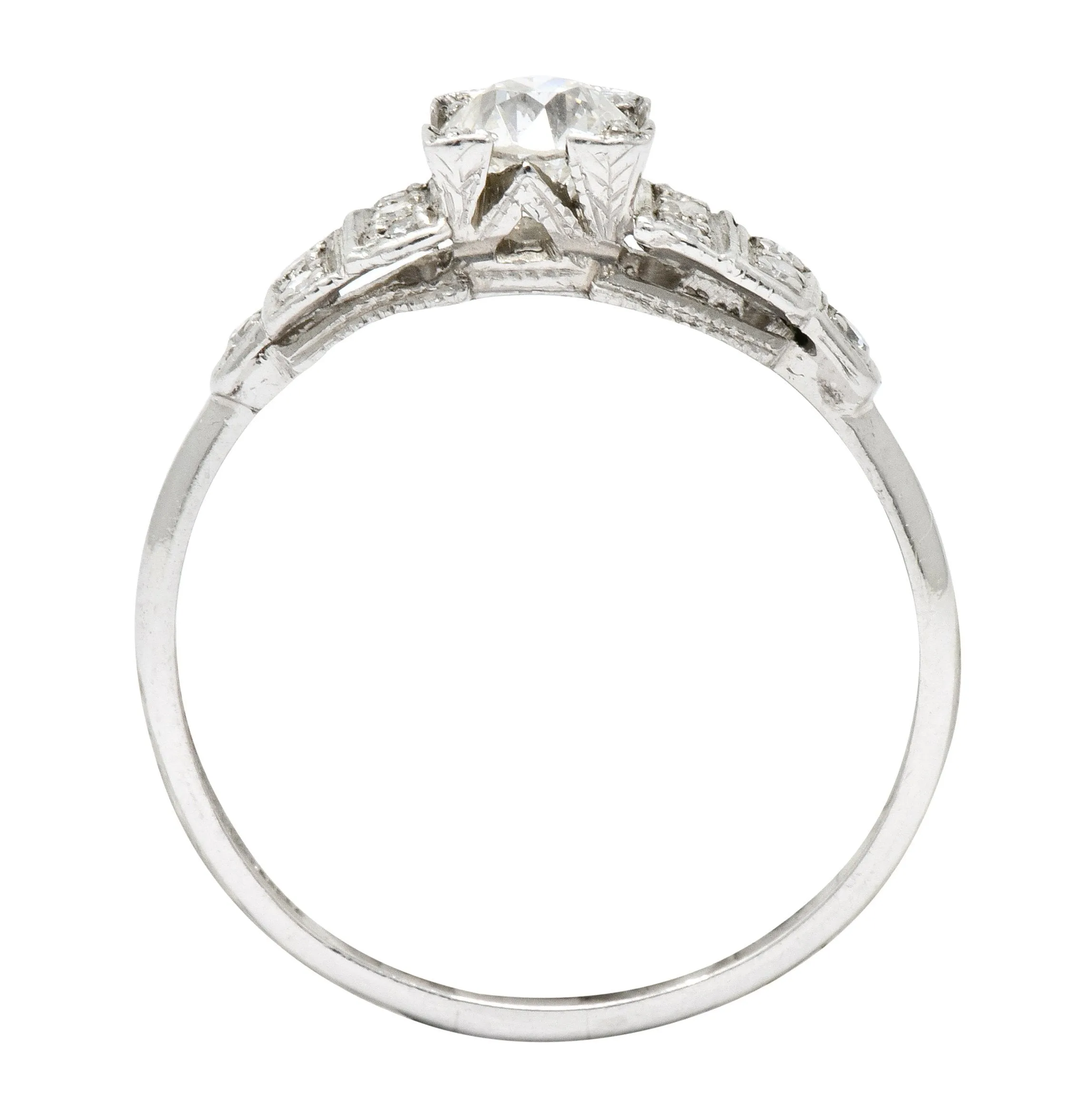 Art Deco 0.60 CTW Diamond Platinum Engagement Ring Circa 1930