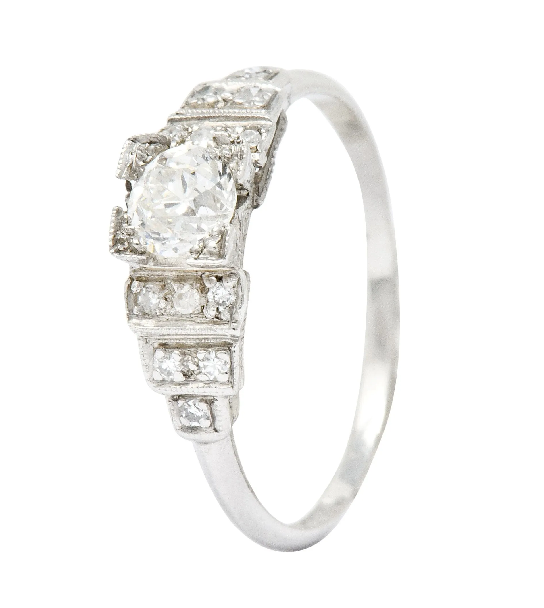 Art Deco 0.60 CTW Diamond Platinum Engagement Ring Circa 1930