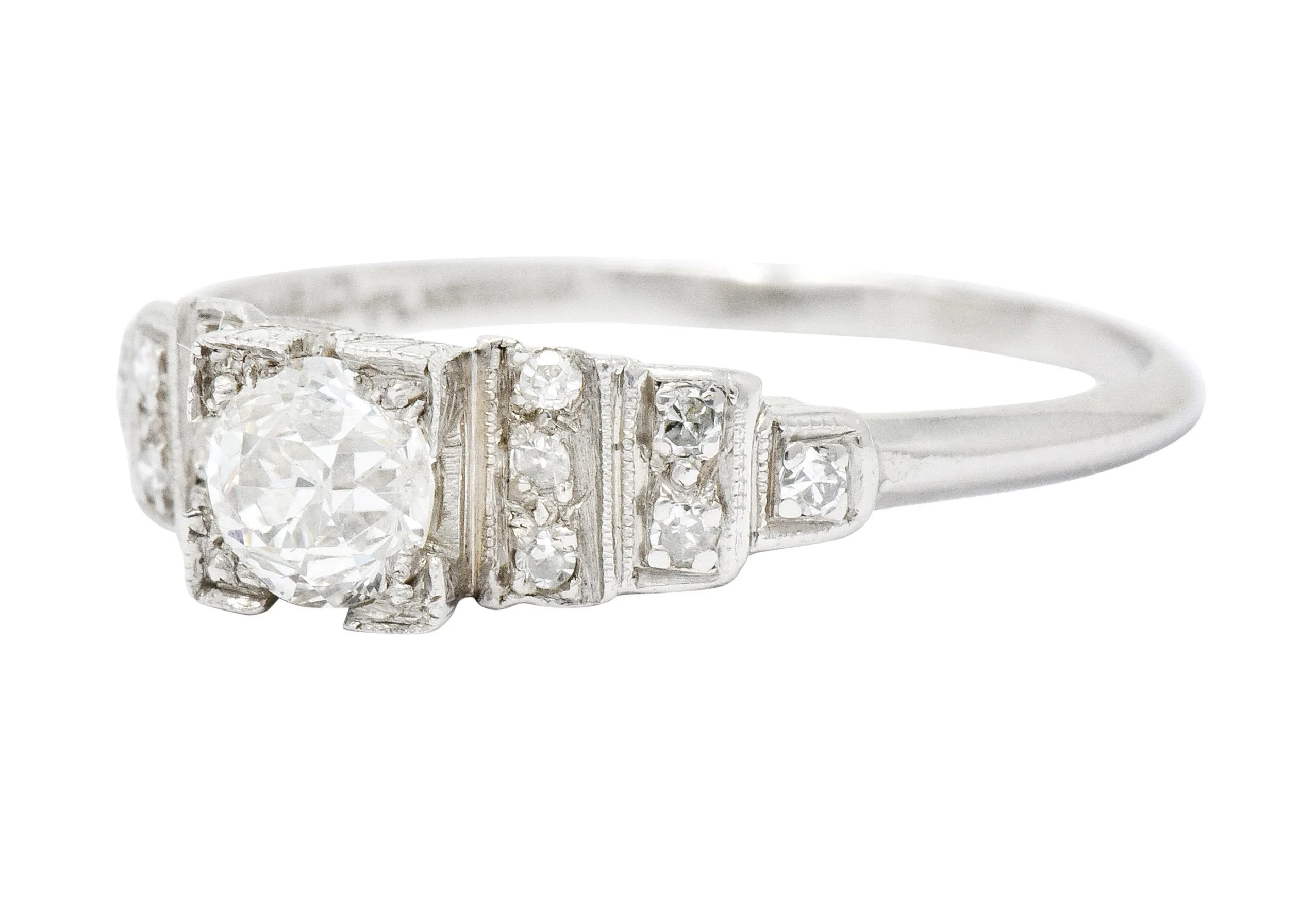 Art Deco 0.60 CTW Diamond Platinum Engagement Ring Circa 1930