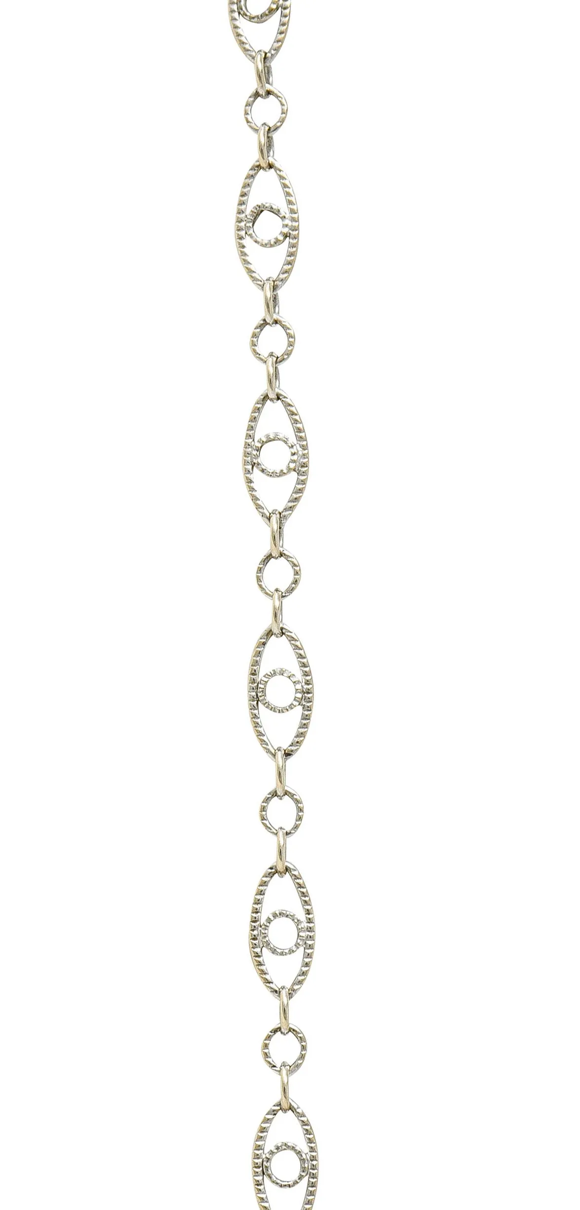 Art Deco Blue Zircon Diamond Platinum Scrolled Pendant Necklace