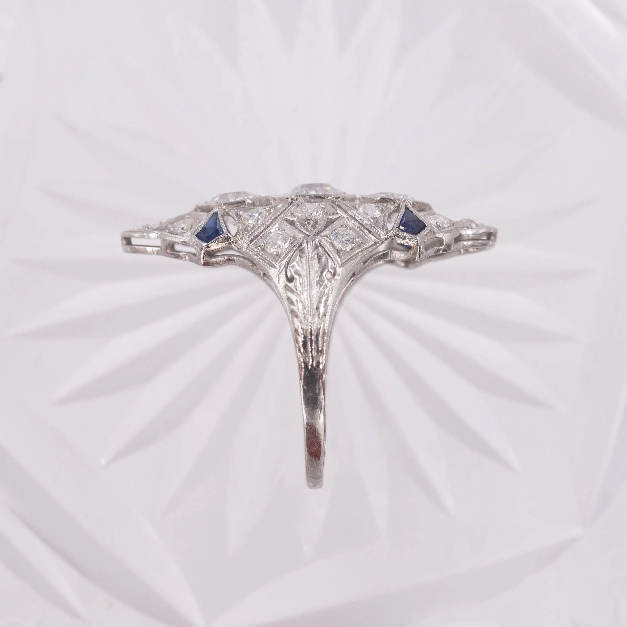 Art Deco Diamond and Sapphire Dinner Ring c1920