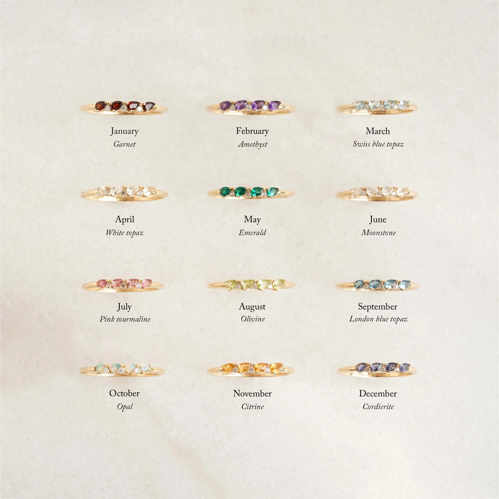 August Birthstone Pear Ring 14k Gold - Olivine and Diamond