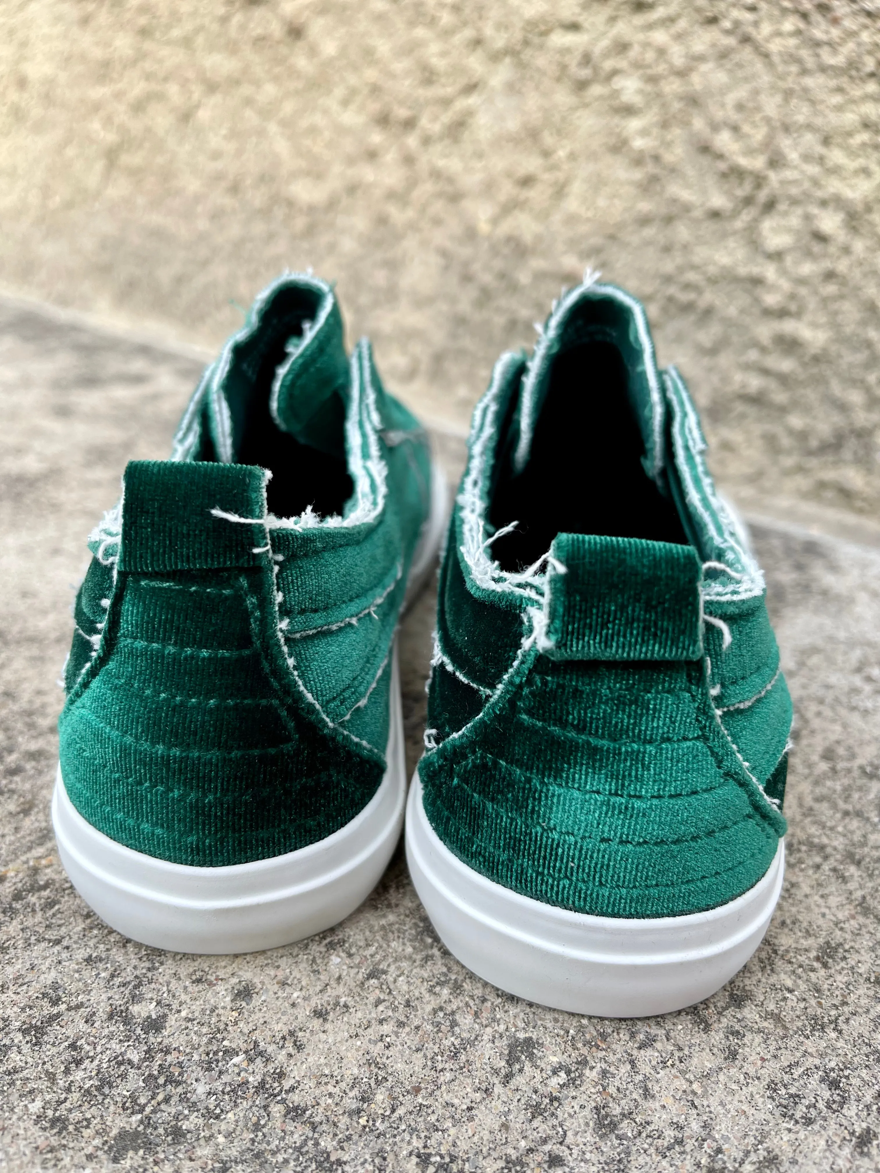 Babalu Slip On Shoes || Green Velvet