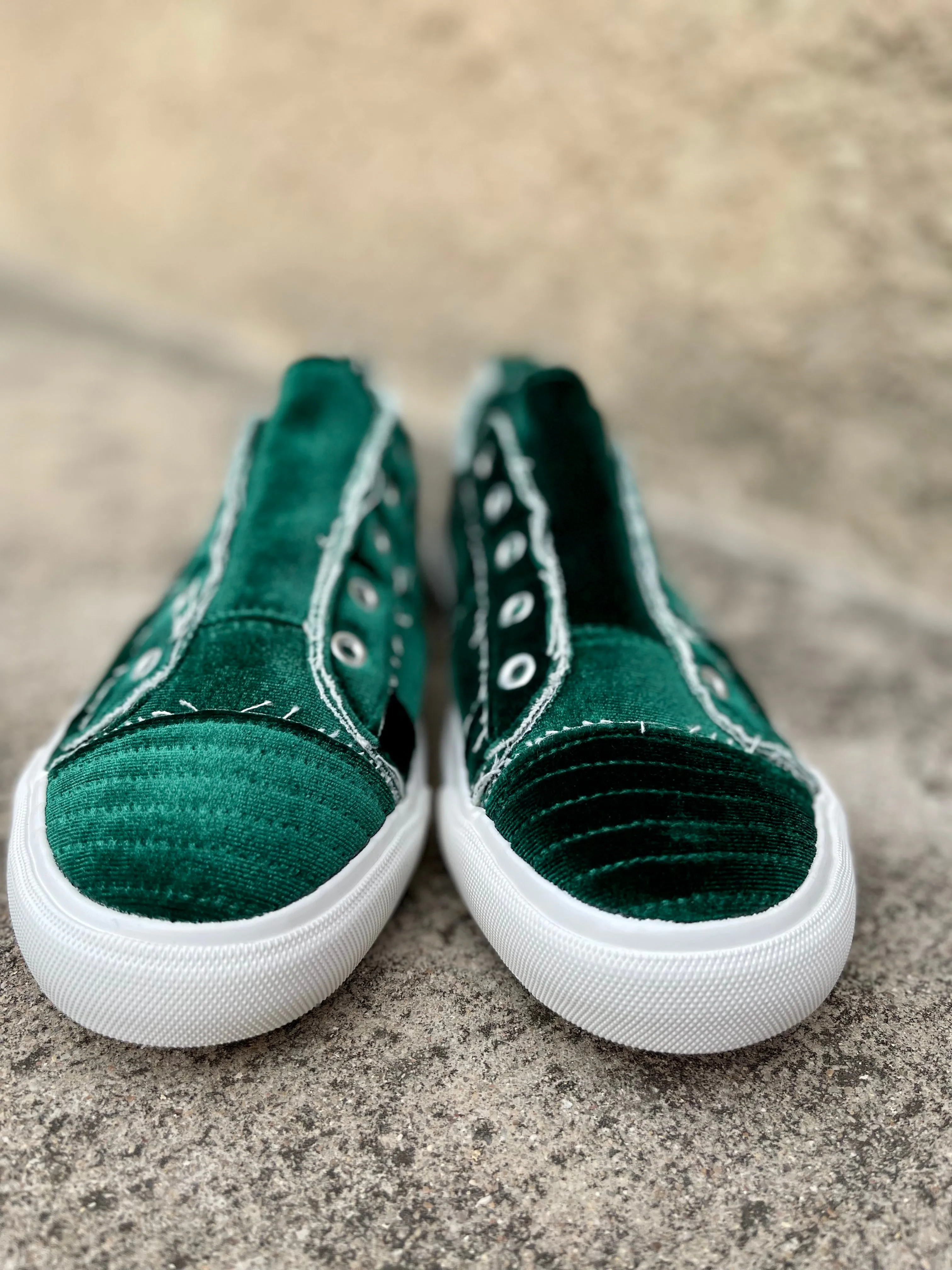 Babalu Slip On Shoes || Green Velvet