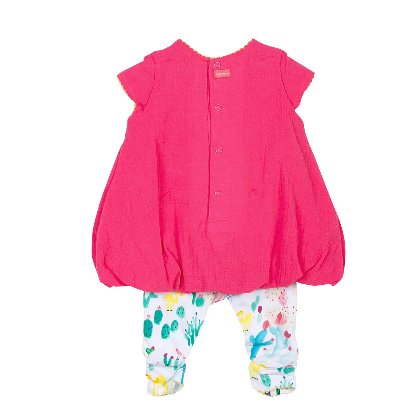 Baby Girls Crepe Bubble Dress   Printed Leggings