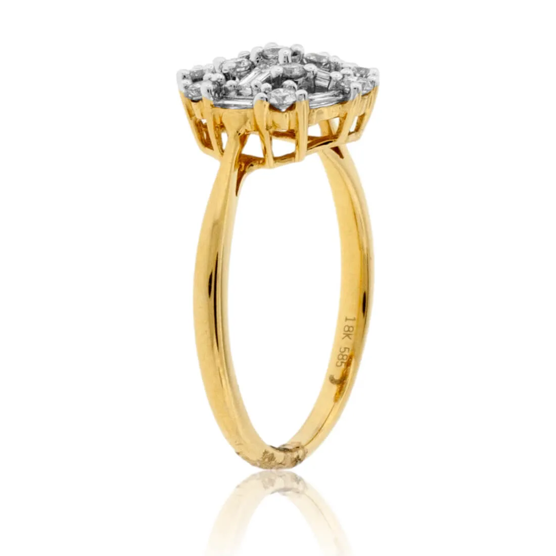 Baguette & Round Diamond Cluster Style Ring