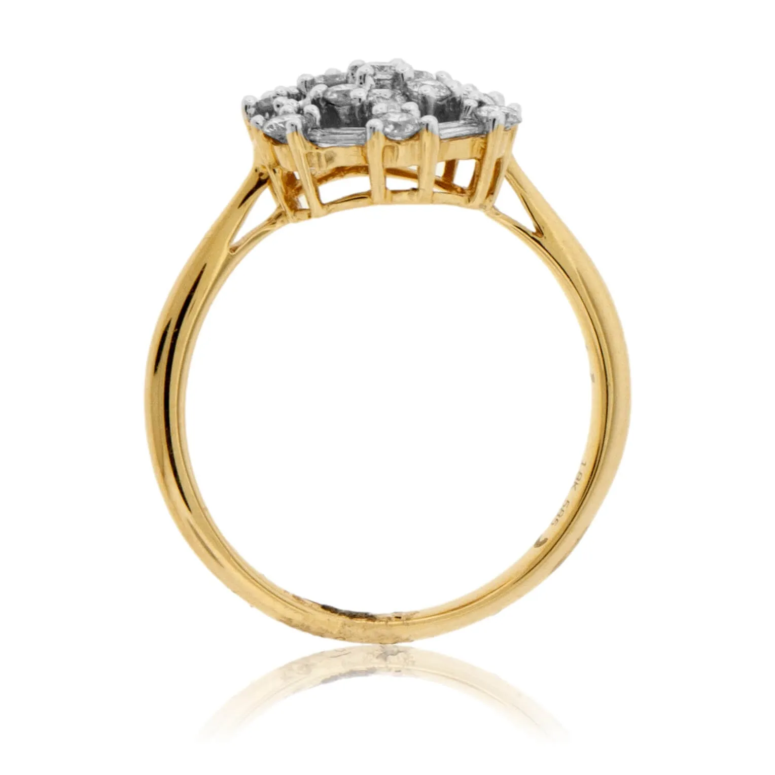 Baguette & Round Diamond Cluster Style Ring