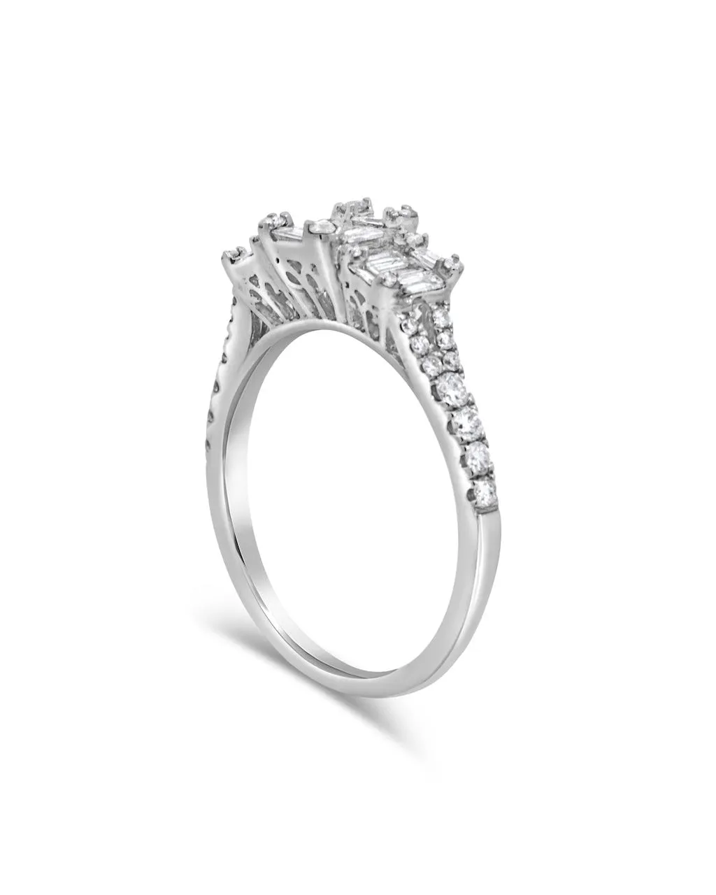 Baguette Trinity Natural Diamond engagement ring