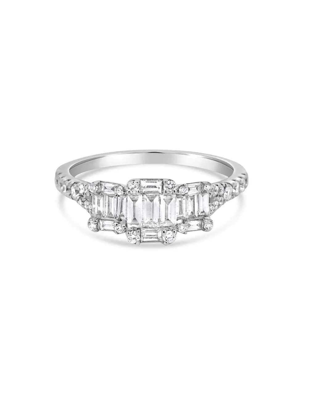 Baguette Trinity Natural Diamond engagement ring