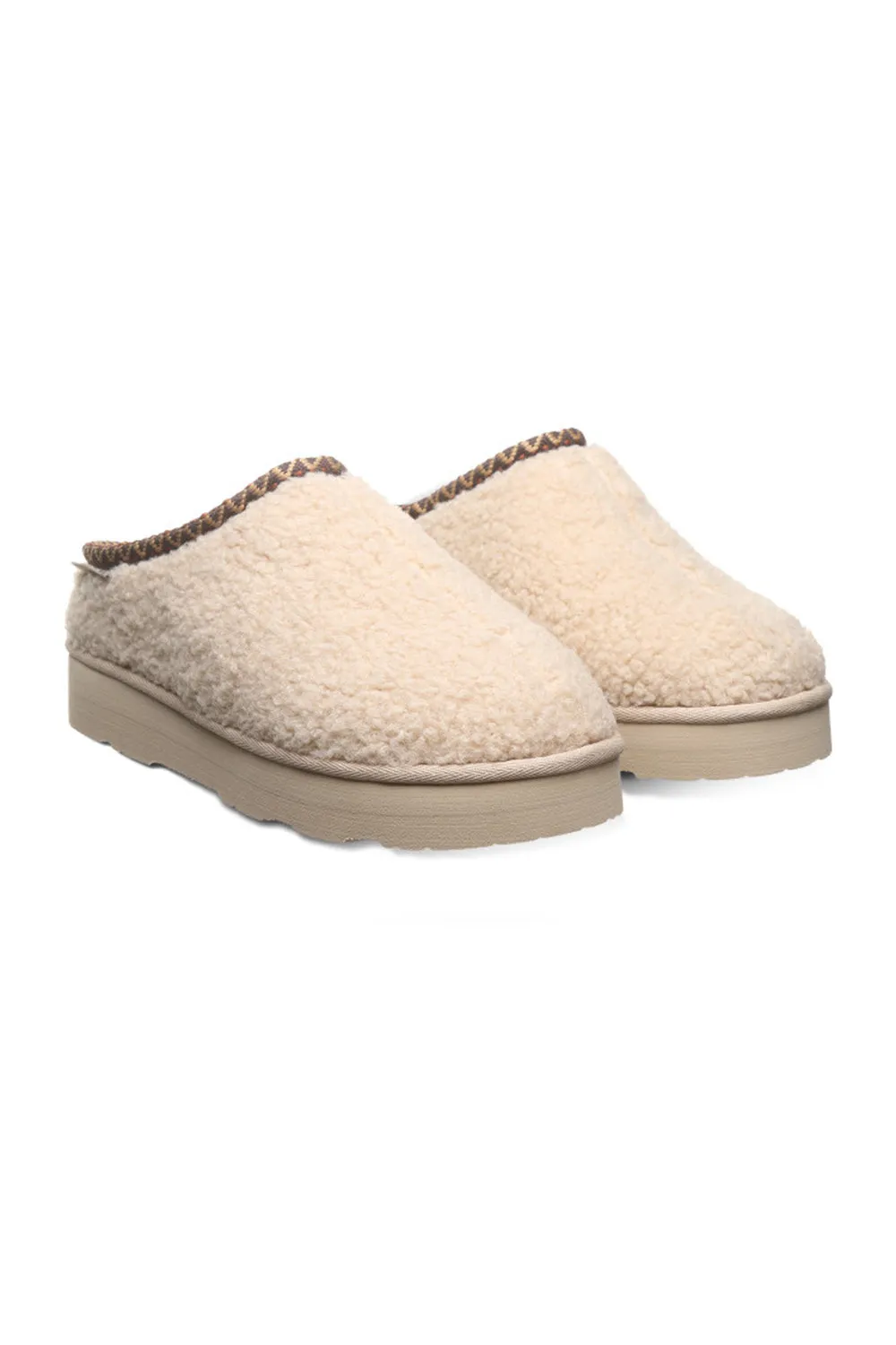 Bearpaw Snuggle Martis Platform Slipper Clogs for Women in Oat | 3190W-125 OAT