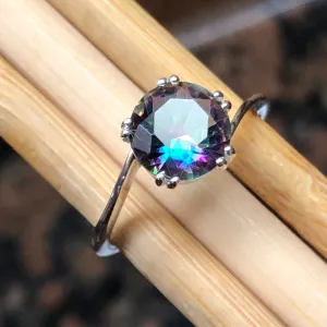 Beautiful 1ct Mystic Topaz 925 Solid Sterling Silver Engagement Ring Size 6, 7, 8, 9