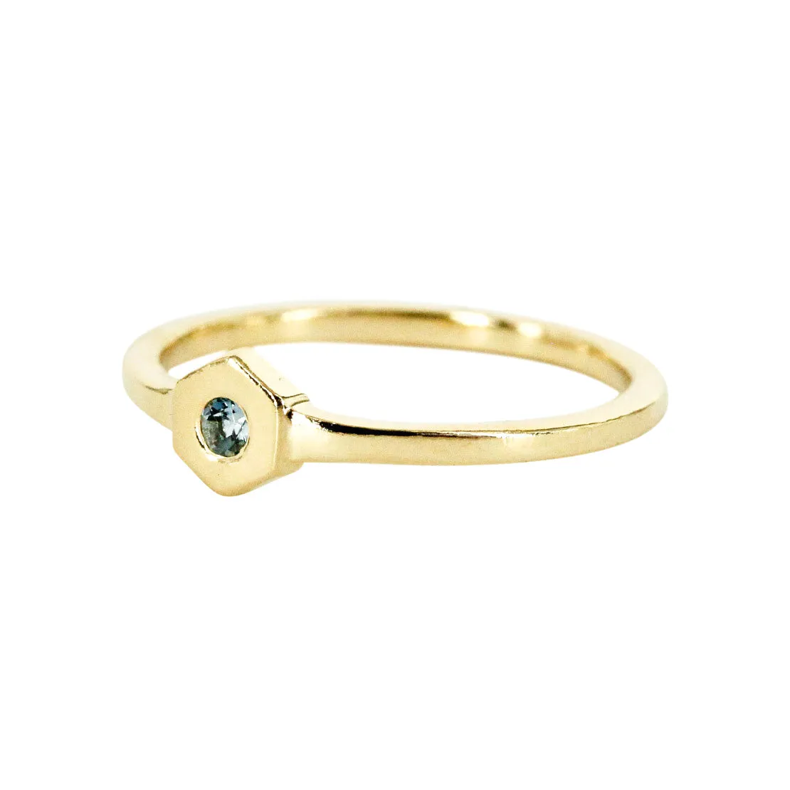 Birthstone Hexagon Ring - March - Aquamarine