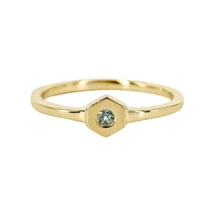 Birthstone Hexagon Ring - March - Aquamarine
