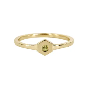 Birthstone Hexagon Ring - Peridot - August