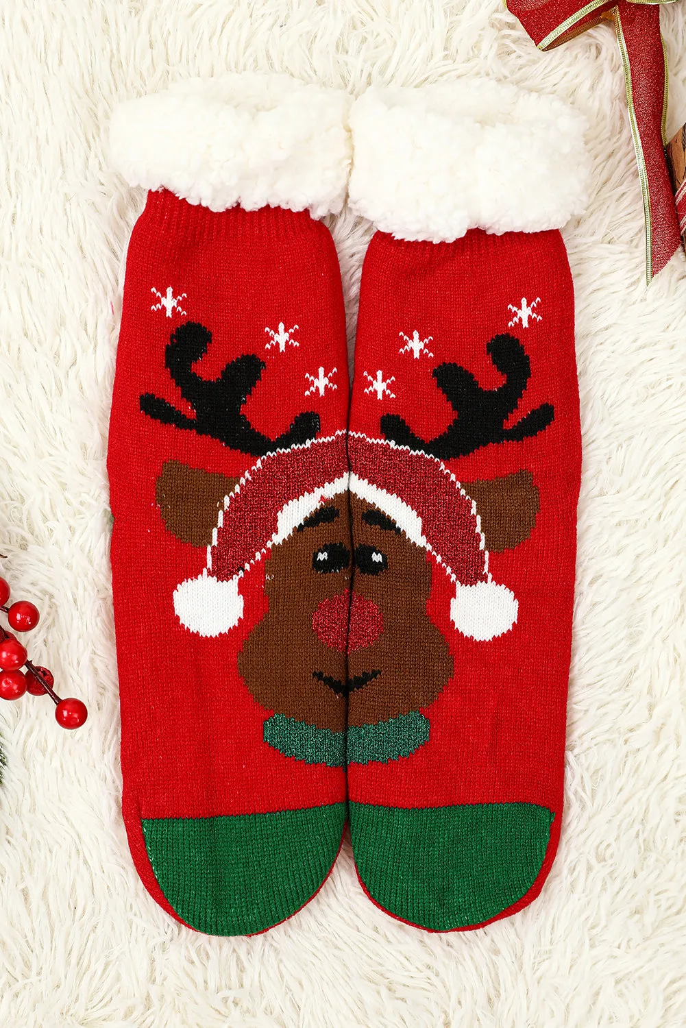 Black Christmas Tree Pattern Thermal Socks