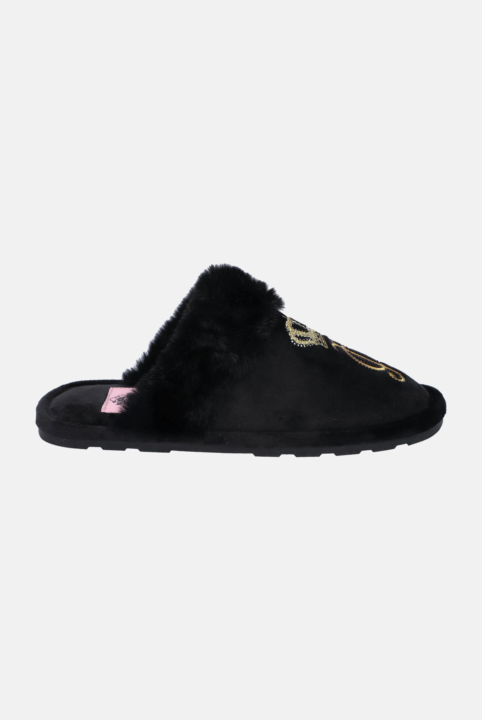 BLACK HERITAGE CROWN VELOUR SLIPPER