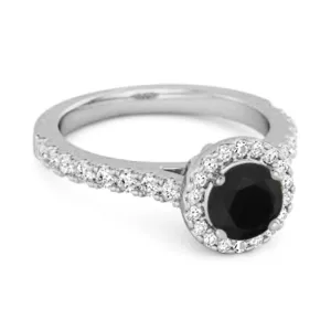 Black Spinel Birthstone 925 Sterling Silver Solitaire Accents Ring