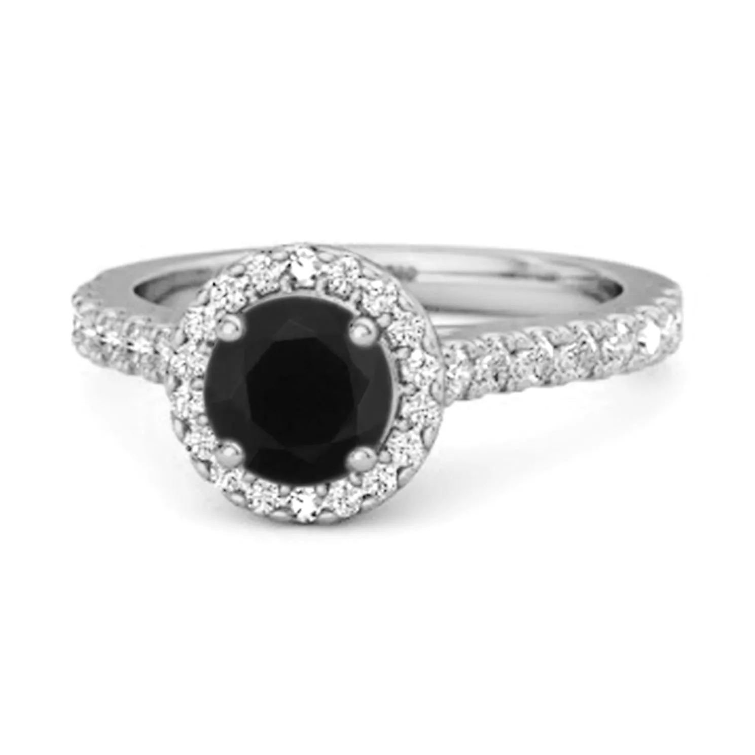 Black Spinel Birthstone 925 Sterling Silver Solitaire Accents Ring