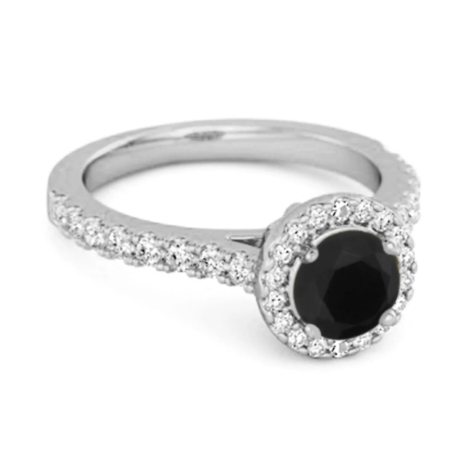 Black Spinel Birthstone 925 Sterling Silver Solitaire Accents Ring