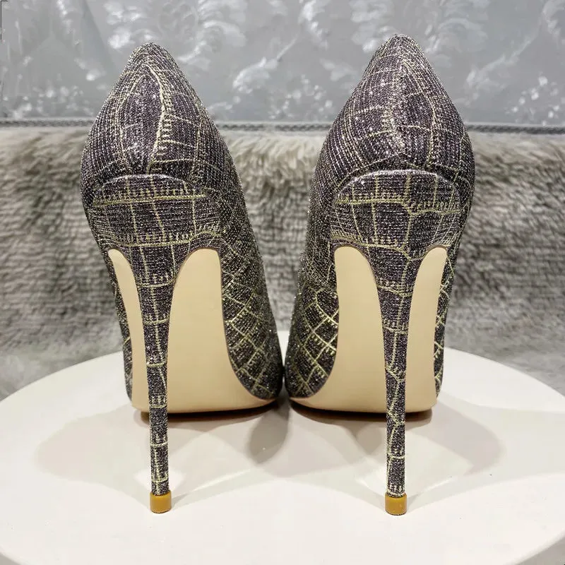 blue Flash Sequin women's shoes high heels