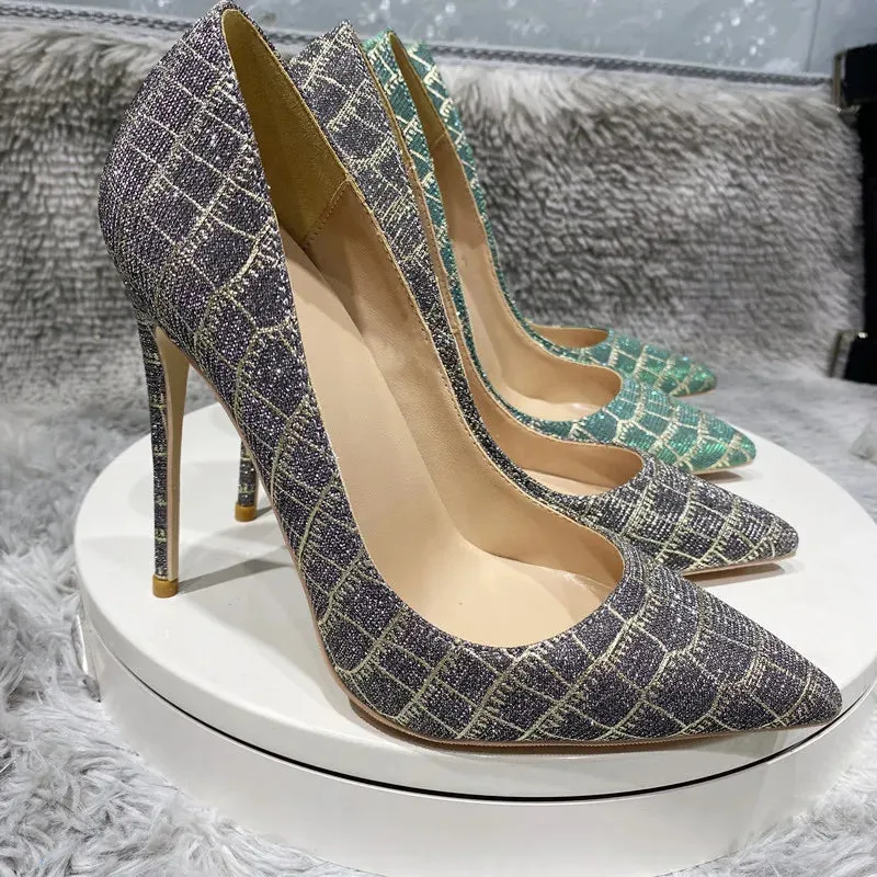 blue Flash Sequin women's shoes high heels