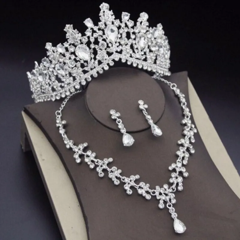 Blue Royal Crown Jewelry Set for Women Wedding Jewelry