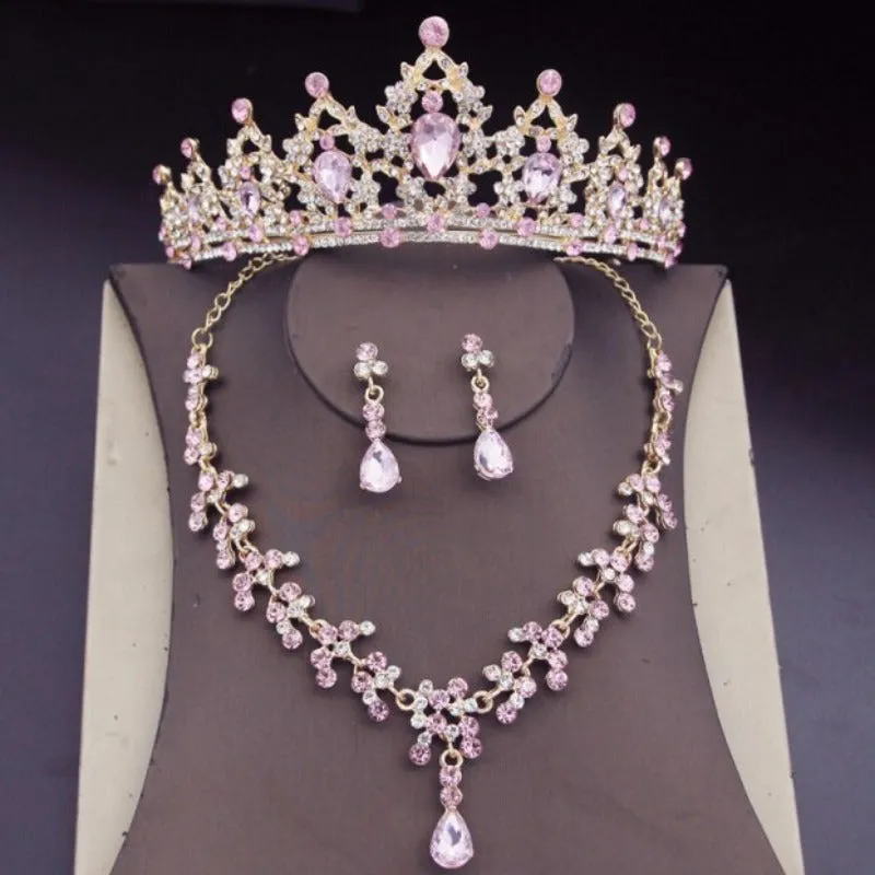Blue Royal Crown Jewelry Set for Women Wedding Jewelry