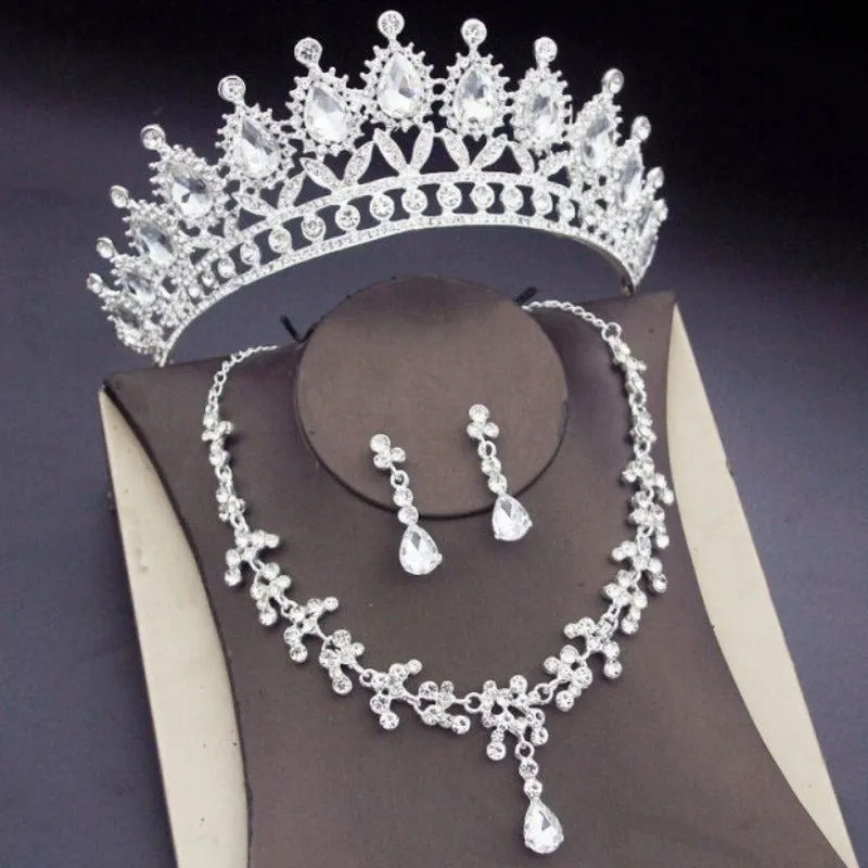 Blue Royal Crown Jewelry Set for Women Wedding Jewelry