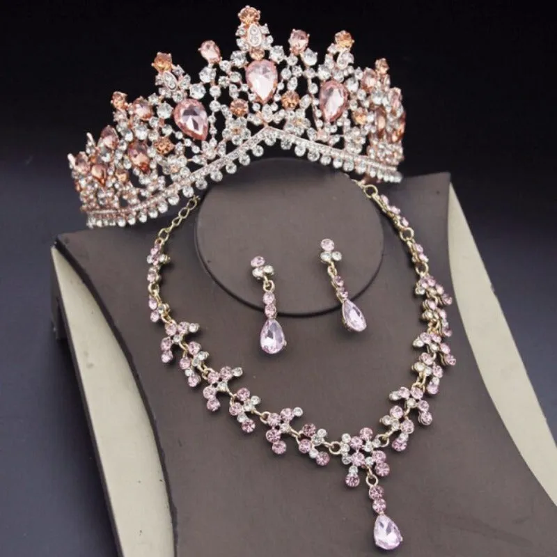 Blue Royal Crown Jewelry Set for Women Wedding Jewelry
