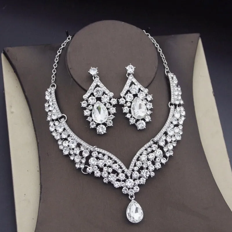 Blue Royal Crown Jewelry Set for Women Wedding Jewelry