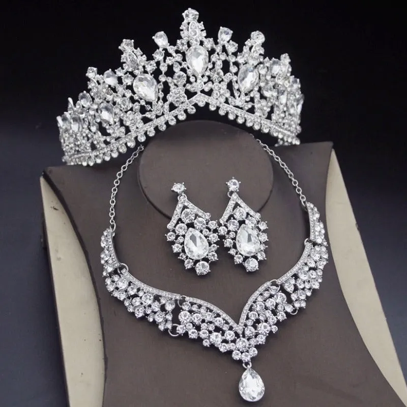 Blue Royal Crown Jewelry Set for Women Wedding Jewelry