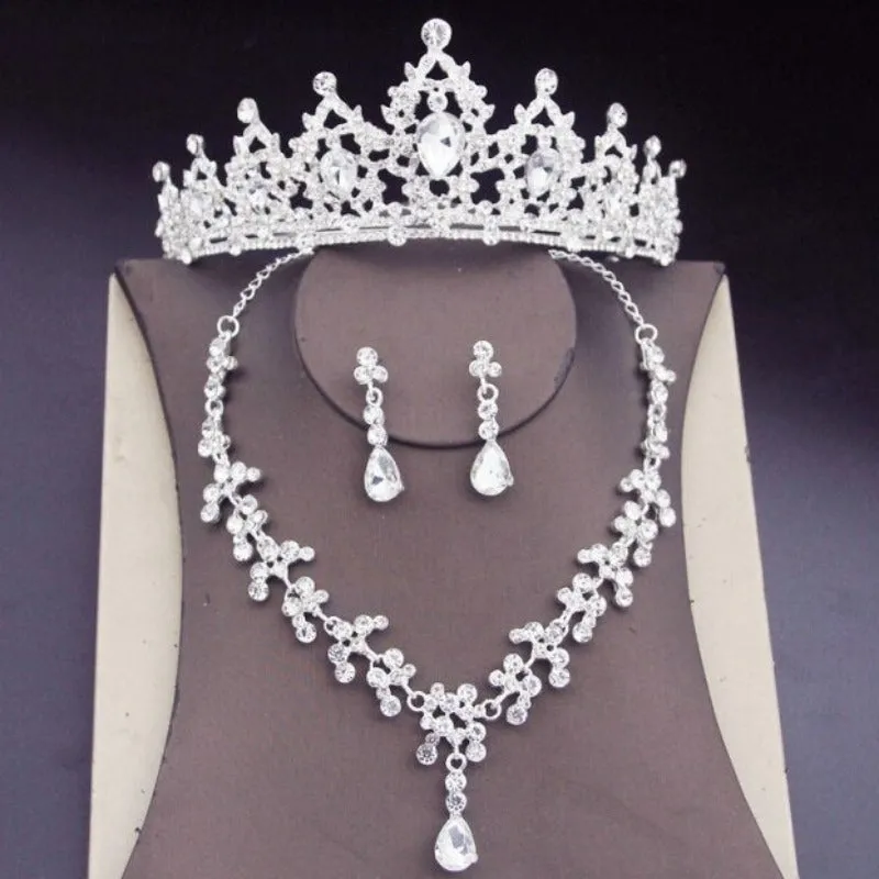 Blue Royal Crown Jewelry Set for Women Wedding Jewelry