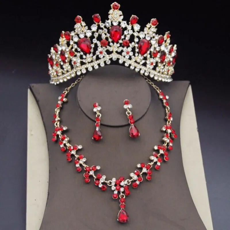 Blue Royal Crown Jewelry Set for Women Wedding Jewelry