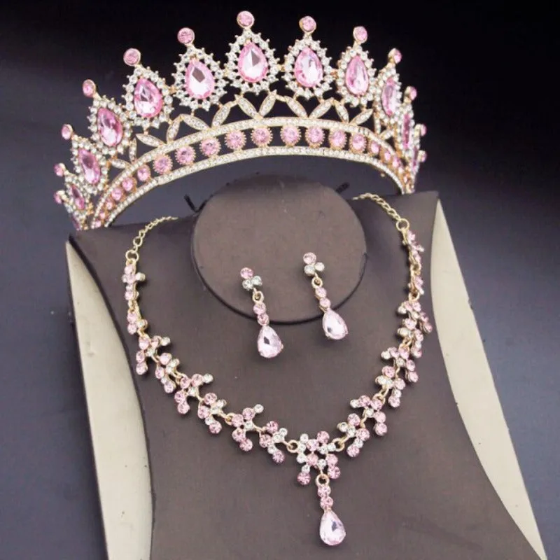 Blue Royal Crown Jewelry Set for Women Wedding Jewelry