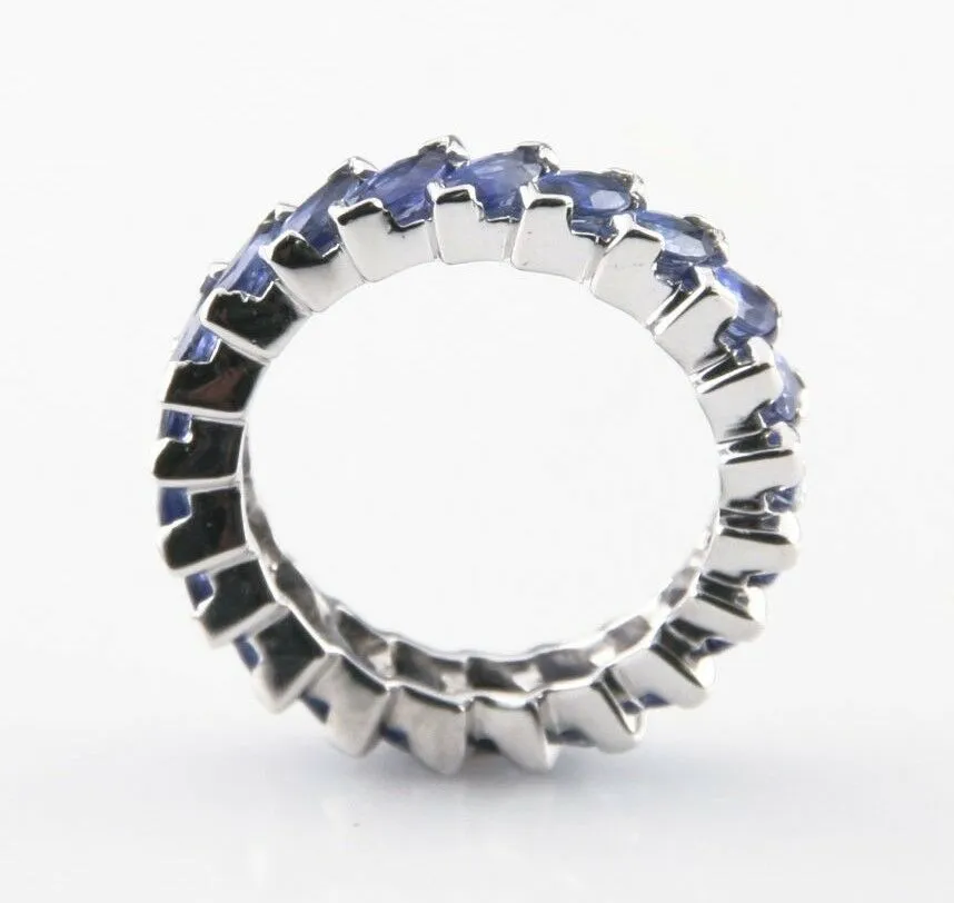 Blue Sapphire 3.36 carat Marquise Cut Platinum Eternity Band Size 6