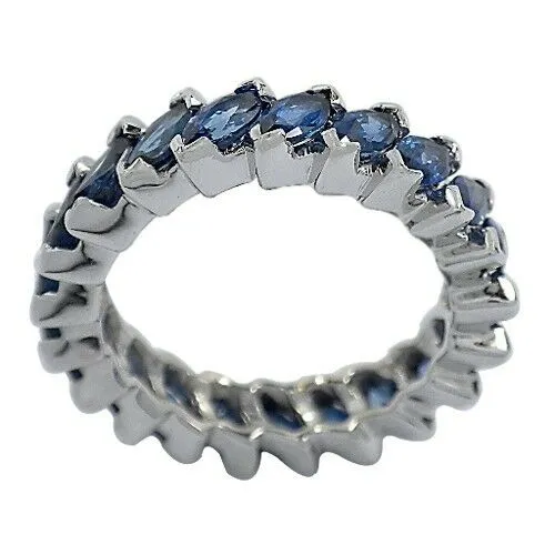 Blue Sapphire 3.36 carat Marquise Cut Platinum Eternity Band Size 6