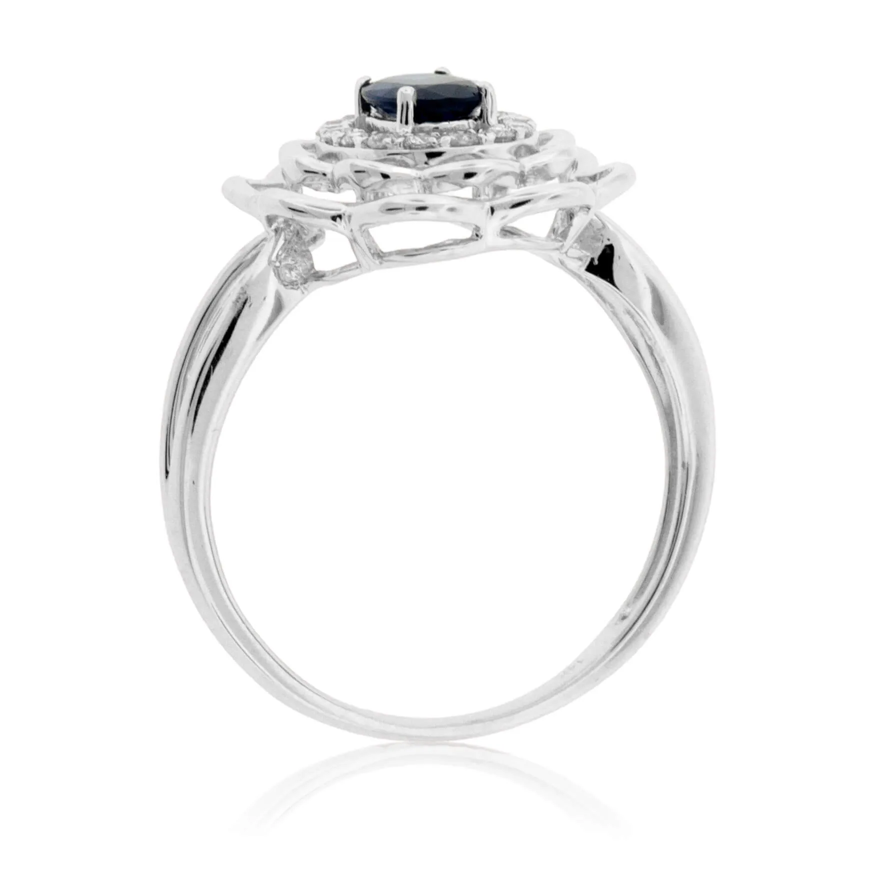 Blue Sapphire & Flower Style Ring