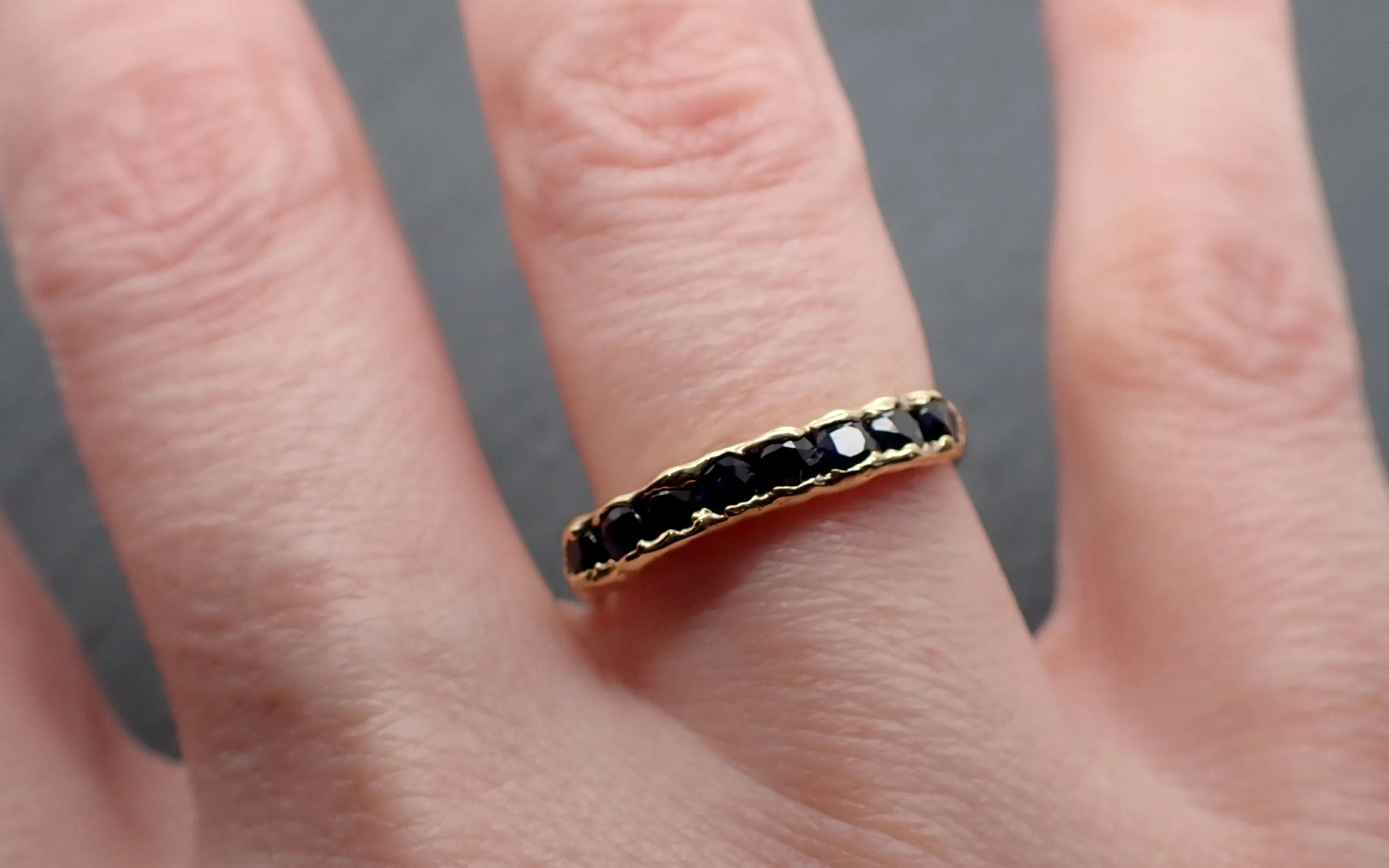 Blue sapphire Yellow 18k Gold Engagement, Wedding or Occasion Ring Gemstone Ring Multi stone fancy cut Ring 3330