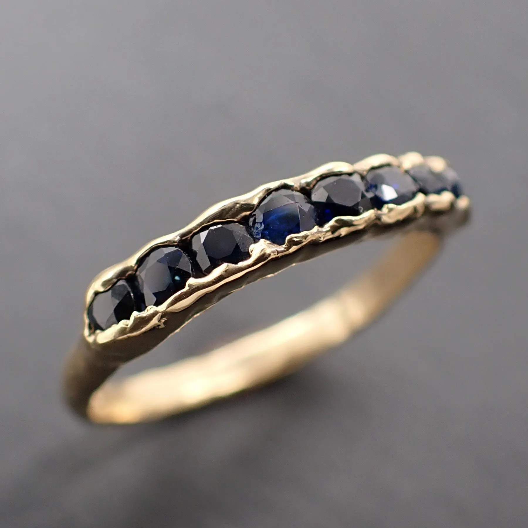 Blue sapphire Yellow 18k Gold Engagement, Wedding or Occasion Ring Gemstone Ring Multi stone fancy cut Ring 3330