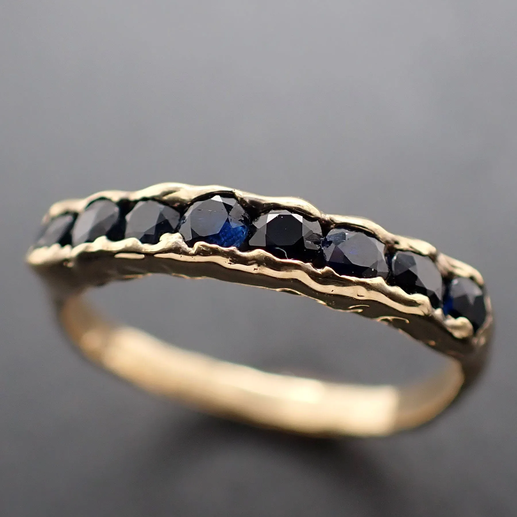Blue sapphire Yellow 18k Gold Engagement, Wedding or Occasion Ring Gemstone Ring Multi stone fancy cut Ring 3330