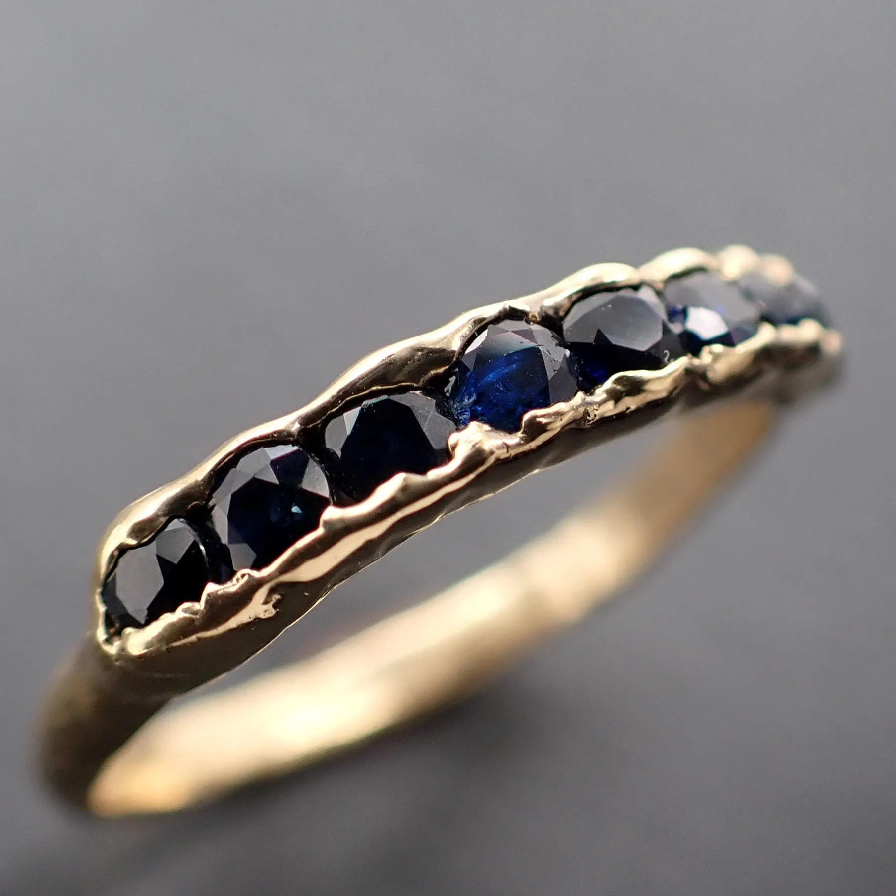 Blue sapphire Yellow 18k Gold Engagement, Wedding or Occasion Ring Gemstone Ring Multi stone fancy cut Ring 3330
