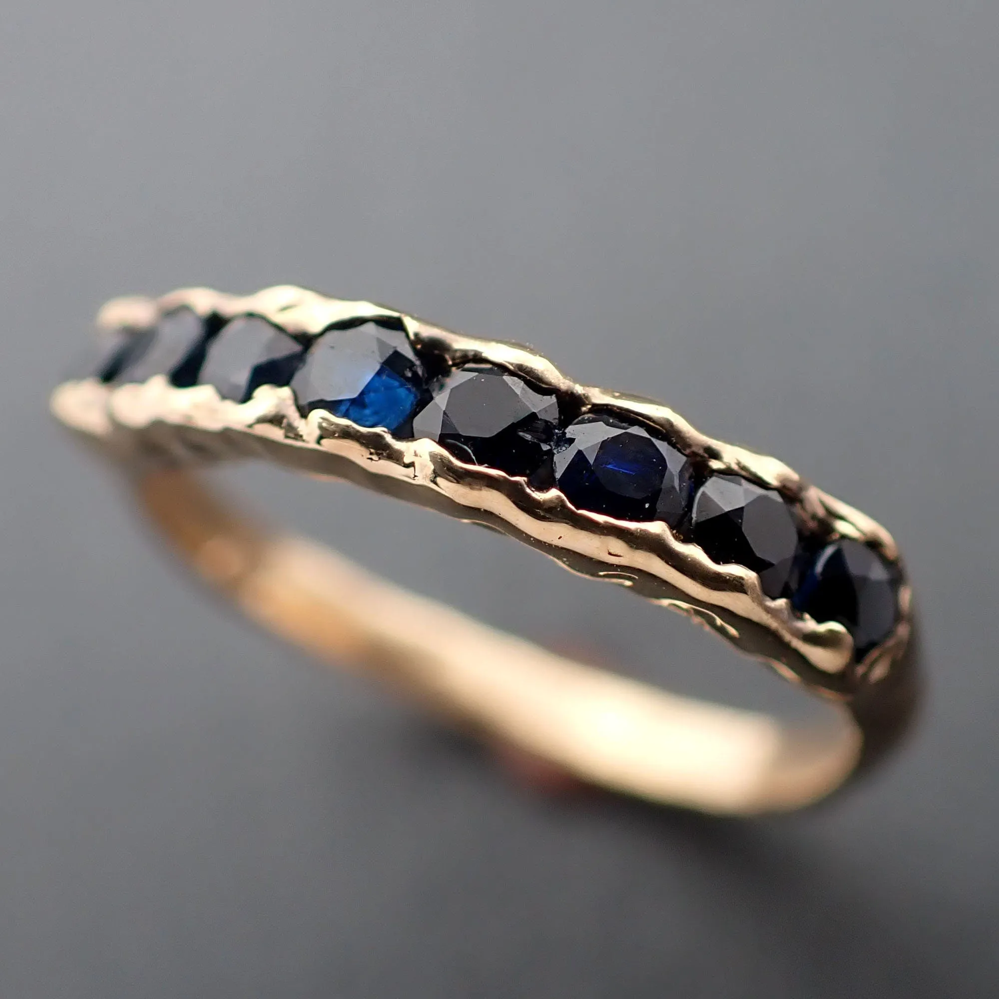 Blue sapphire Yellow 18k Gold Engagement, Wedding or Occasion Ring Gemstone Ring Multi stone fancy cut Ring 3330