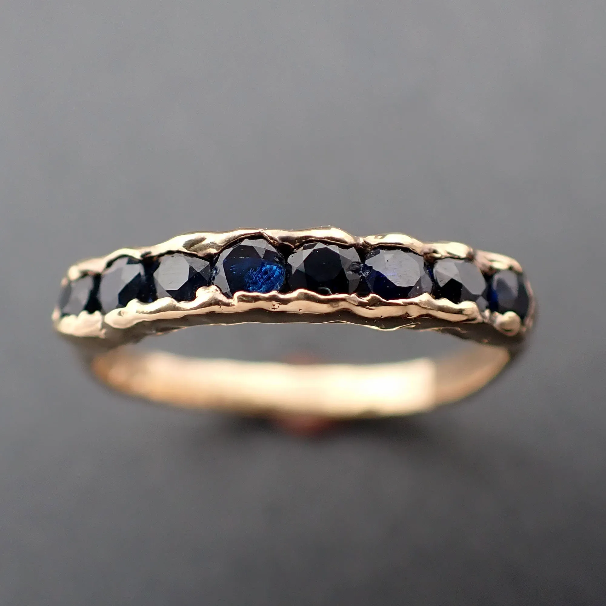Blue sapphire Yellow 18k Gold Engagement, Wedding or Occasion Ring Gemstone Ring Multi stone fancy cut Ring 3330