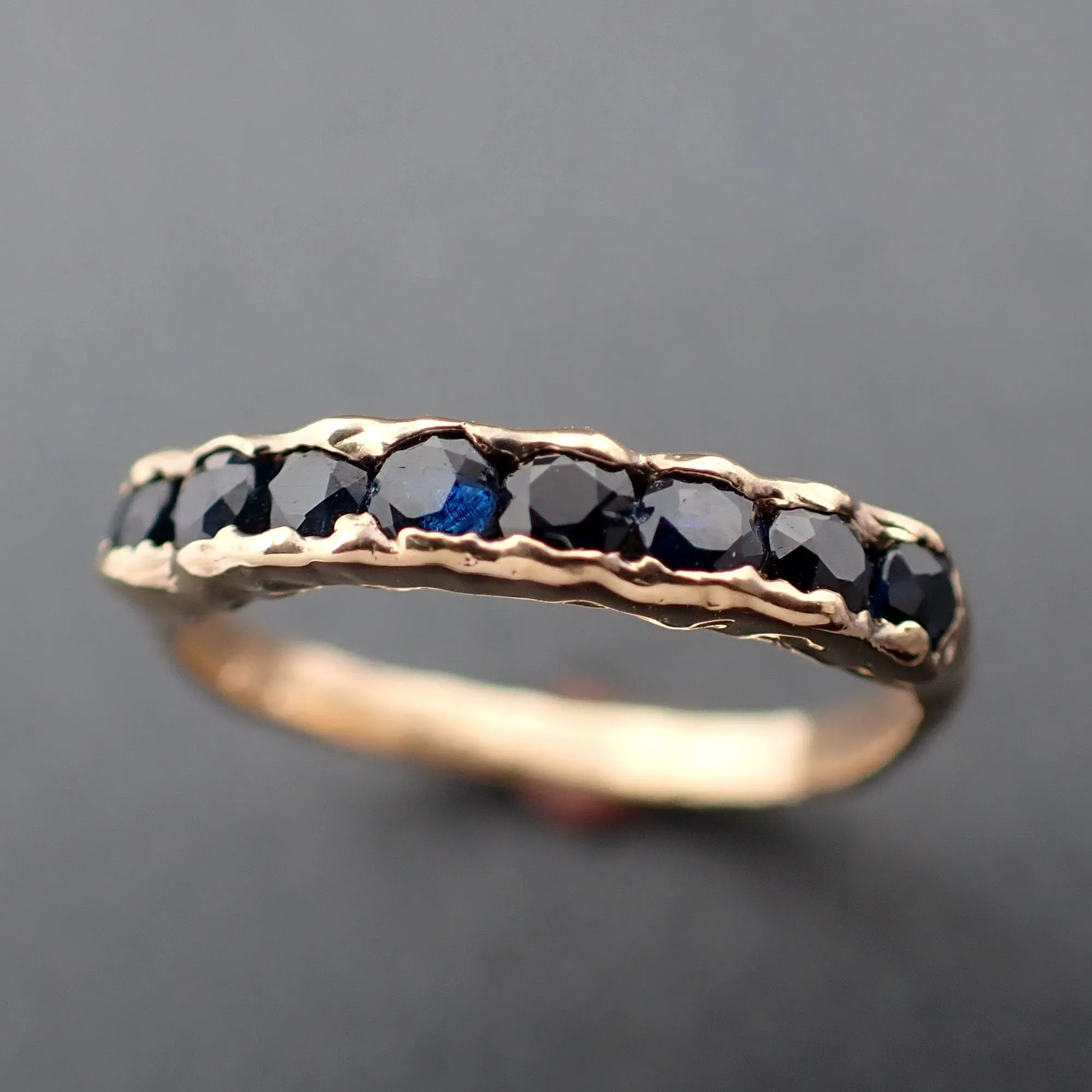 Blue sapphire Yellow 18k Gold Engagement, Wedding or Occasion Ring Gemstone Ring Multi stone fancy cut Ring 3330