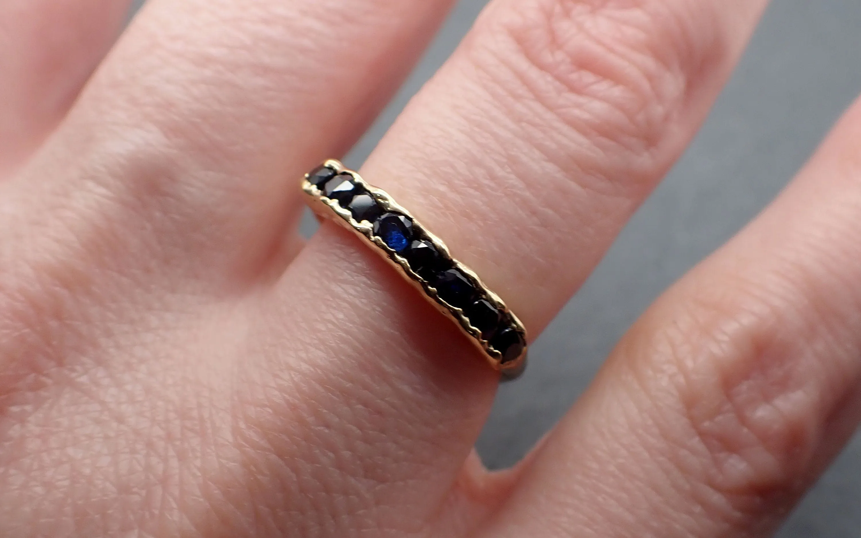 Blue sapphire Yellow 18k Gold Engagement, Wedding or Occasion Ring Gemstone Ring Multi stone fancy cut Ring 3330