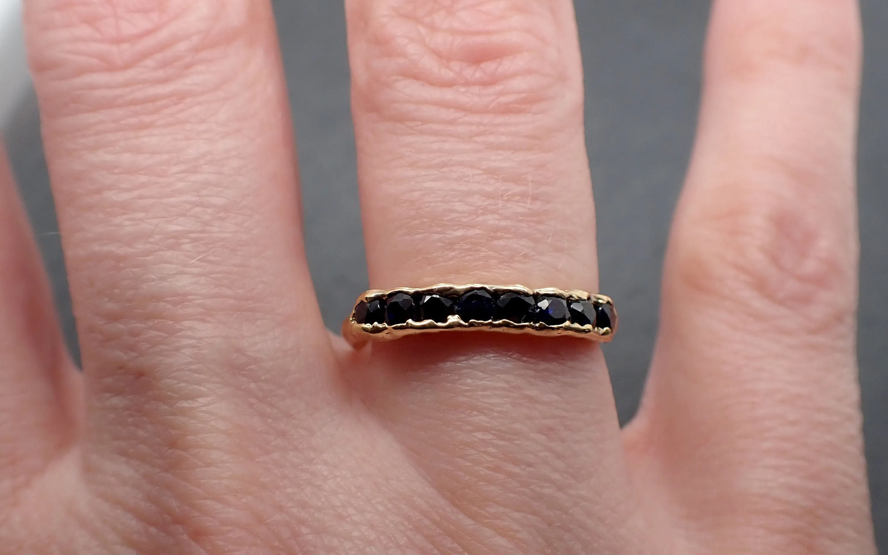 Blue sapphire Yellow 18k Gold Engagement, Wedding or Occasion Ring Gemstone Ring Multi stone fancy cut Ring 3330
