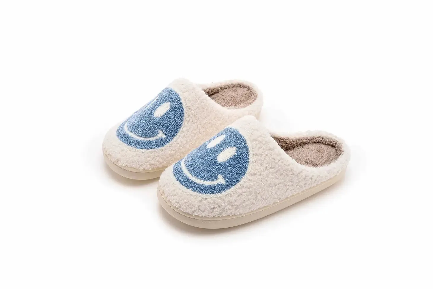Blue Smiley Face Slipper