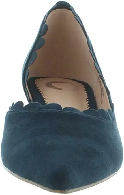 Brinley Co. Womens Scalloped Pointed Toe Pump Navy, 10 Regular US