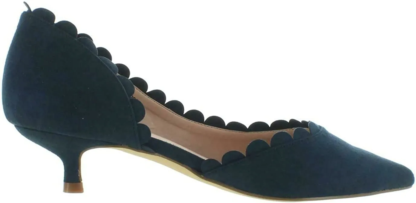 Brinley Co. Womens Scalloped Pointed Toe Pump Navy, 10 Regular US